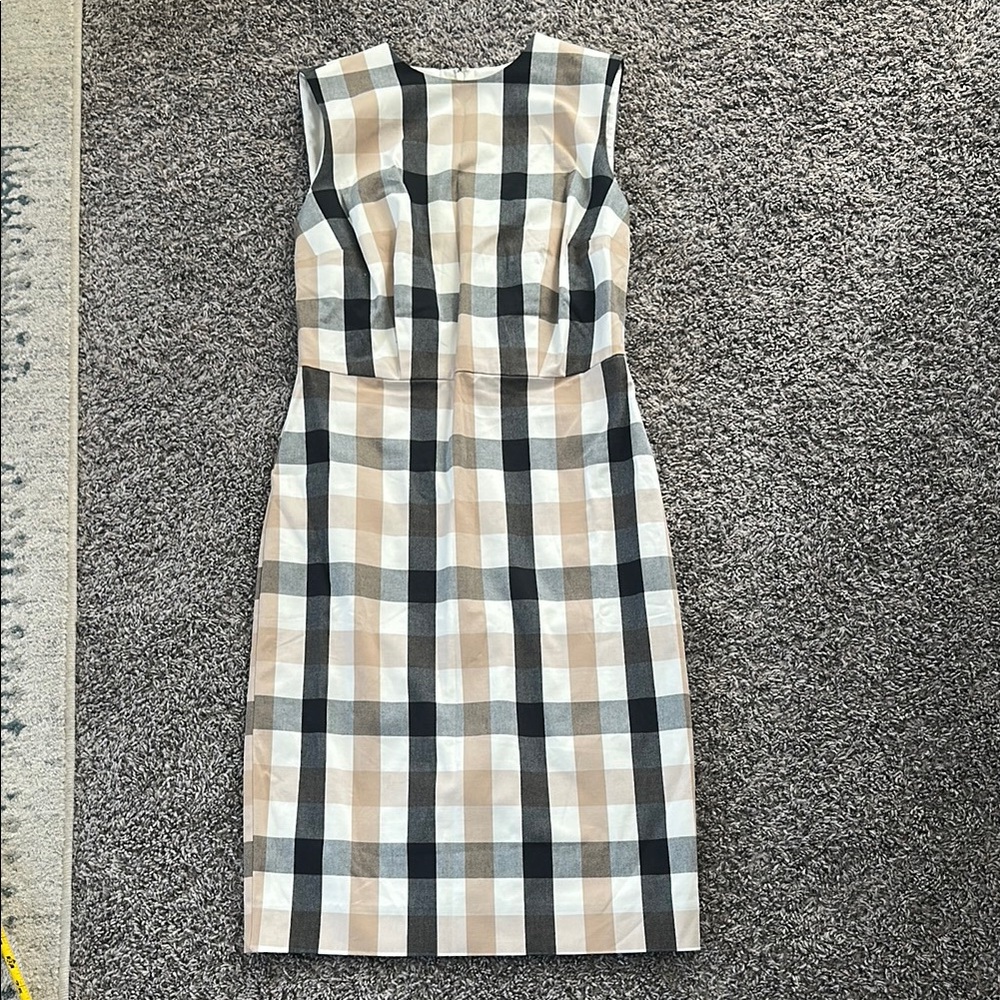 NWT Checkered Sleeveless Dress - Black, White, Tan